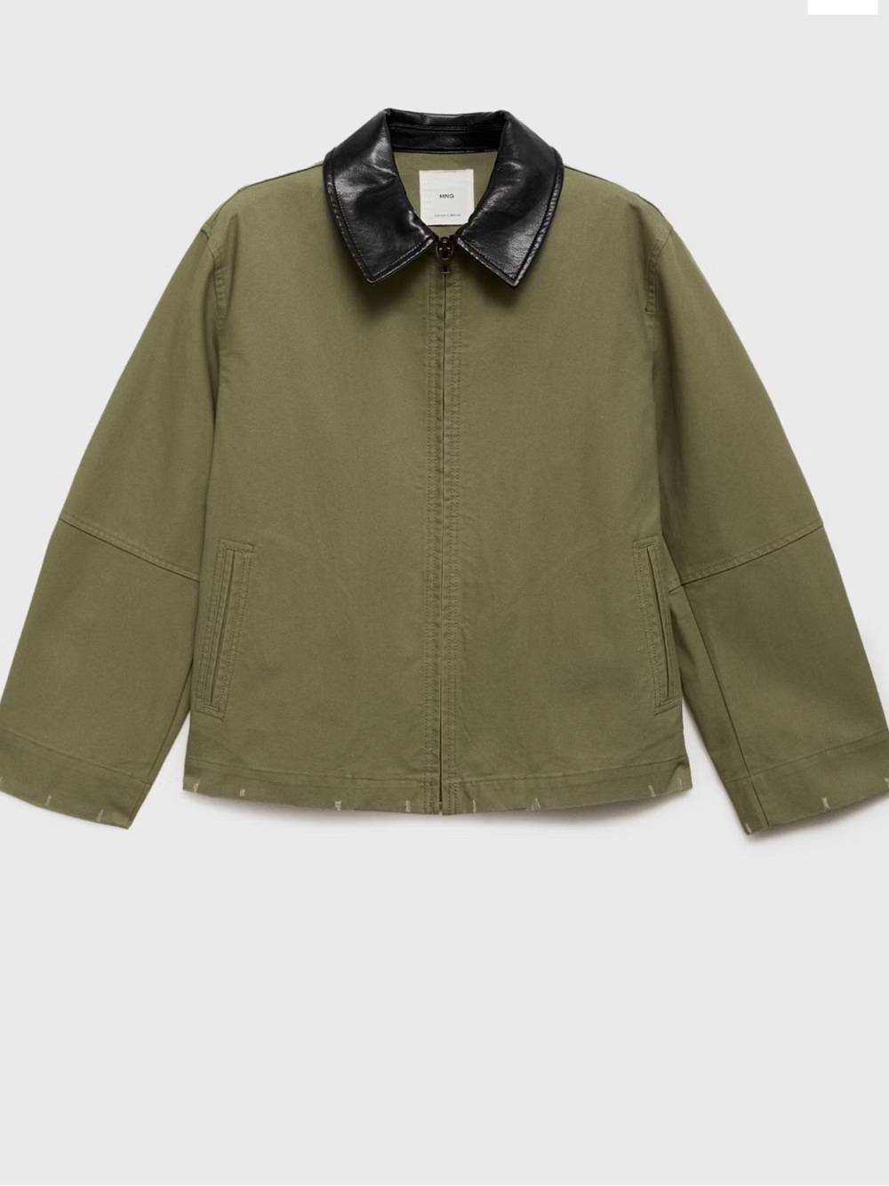 Mango Barn Jacket with Leather Collar